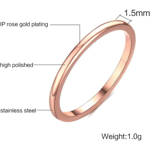 Jude Jewelers 1.5mm Stainless Steel Classical Plain Stackable Wedding Band Ring