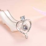 ELDA & CO. I Love You Necklace 100 Languages Heart Pendant Necklace for Women 925 Sterling Silver July August Birthstones Ruby Peridot Jewelry for Mom, Birthday Gifts for Wife
