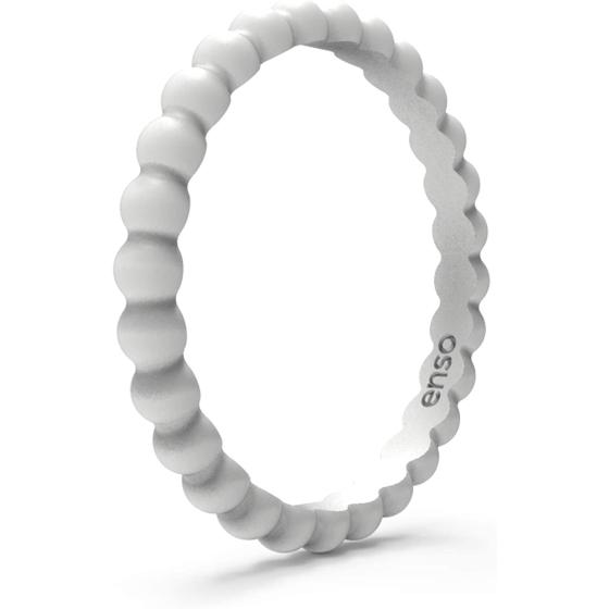 Enso Rings Stackable Beaded Silicone Wedding Ring – Hypoallergenic Unisex Stackable Wedding Band – Comfortable Minimalist Band – 2.5mm Wide, 8mm Thick