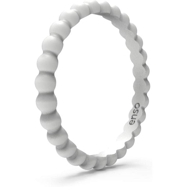Enso Rings Stackable Beaded Silicone Wedding Ring – Hypoallergenic Unisex Stackable Wedding Band – Comfortable Minimalist Band – 2.5mm Wide, 8mm Thick