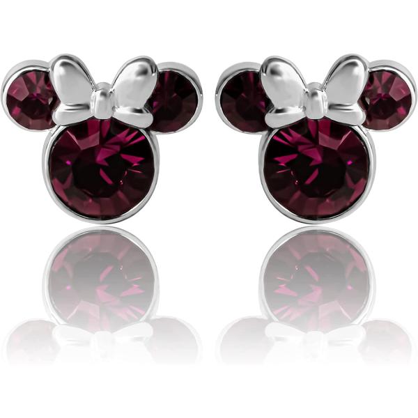 Disney Womens Minnie Mouse Birthstone Stud Earrings - Minnie Mouse Earrings - Birthstone Jewelry - Disney Jewelry