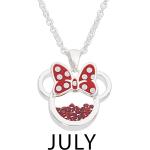 Disney Women and Girls Birthstone Jewelry - Minnie Mouse Cubic Zirconia Shaker Pendant Necklace, Silver Plated, 18+2" Extender