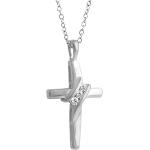 10k Diamond Three-Stone Cross Pendant Necklace Religious Jewelry (0.05cttw, I-J/I2-I3) 18"