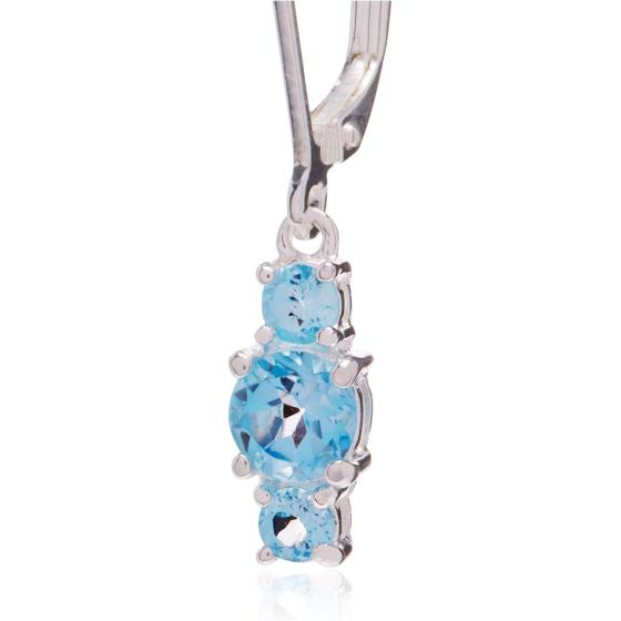 Amazon Collection Sterling Silver Genuine and Created Gemstone Three Stone Birthstone Leverback Dangle Earrings