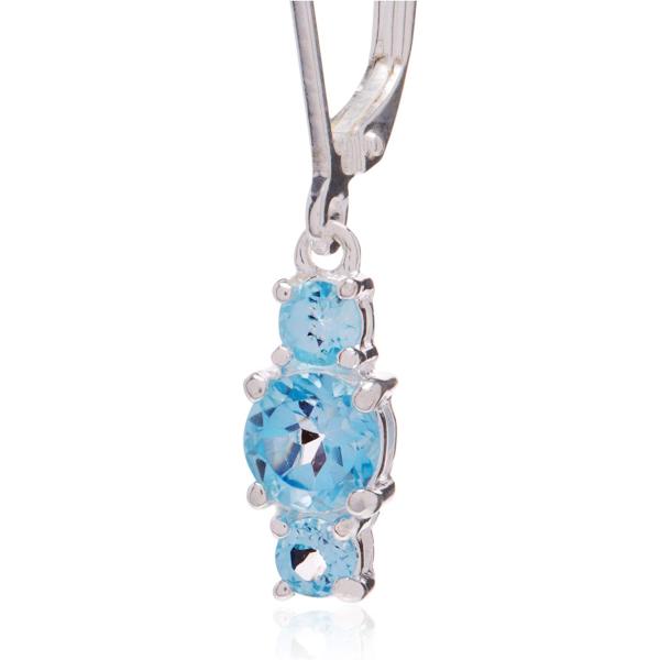 Amazon Collection Sterling Silver Genuine and Created Gemstone Three Stone Birthstone Leverback Dangle Earrings