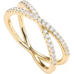 PAVOI 14K Gold Plated X Ring Simulated Diamond CZ Criss Cross Ring for Women