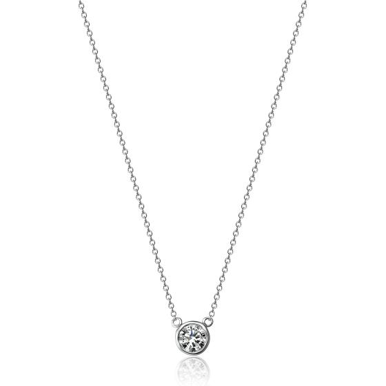Amazon Collection 14k Gold Bezel Set Solitaire Adjustable Pendant Necklace, 16" + 2" Extender