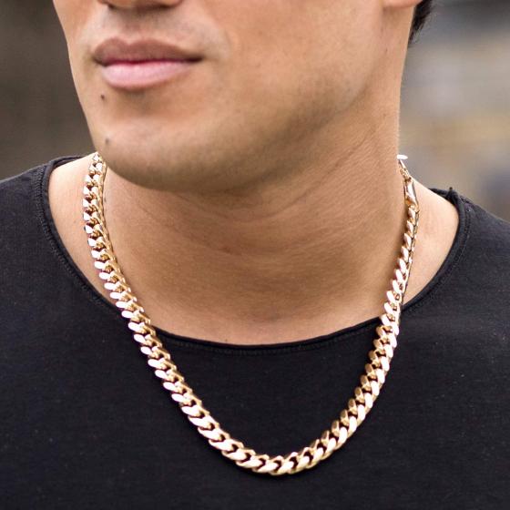 LIFETIME JEWELRY 11mm Cuban Link Miami Curb Chain Necklace for Men Women Diamond Cut 24k Real Gold Plated