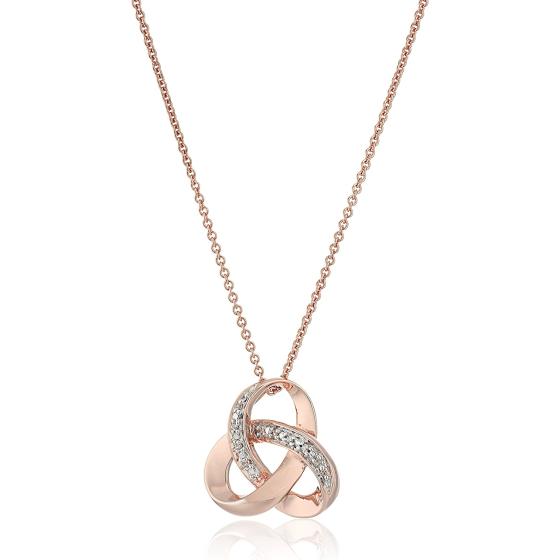 Amazon Collection womens 18K Gold over Sterling Silver Diamond Knot Pendant Necklace