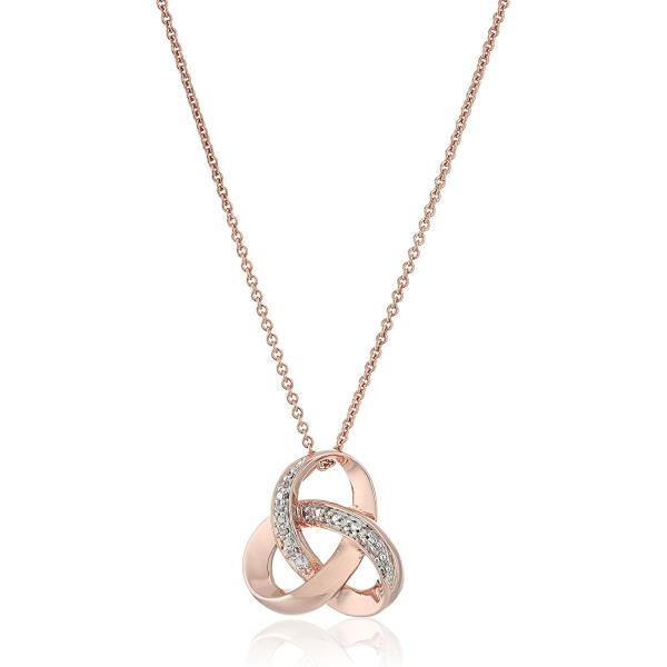 Amazon Collection womens 18K Gold over Sterling Silver Diamond Knot Pendant Necklace