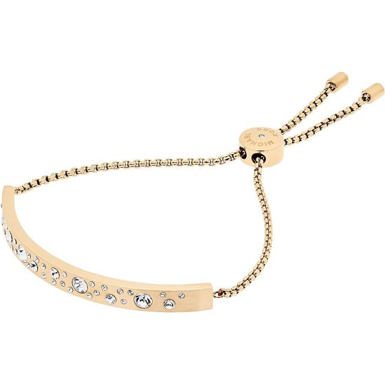 Michael Kors Women's Stainless Steel Gold-Tone Slider Bracelet with Crystal Accents