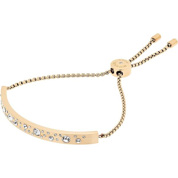 Michael Kors Women's Stainless Steel Gold-Tone Slider Bracelet with Crystal Accents