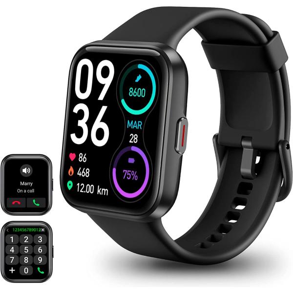 VRPEFIT Smart Watch for Men [Answer/Make Call], 1.7" Touchscreen Fitness Tracker with Heart Rate Blood Oxygen Sleep Monitor Compatible with iPhone & Android, Alexa Built-in, IP68 Waterproof Watch