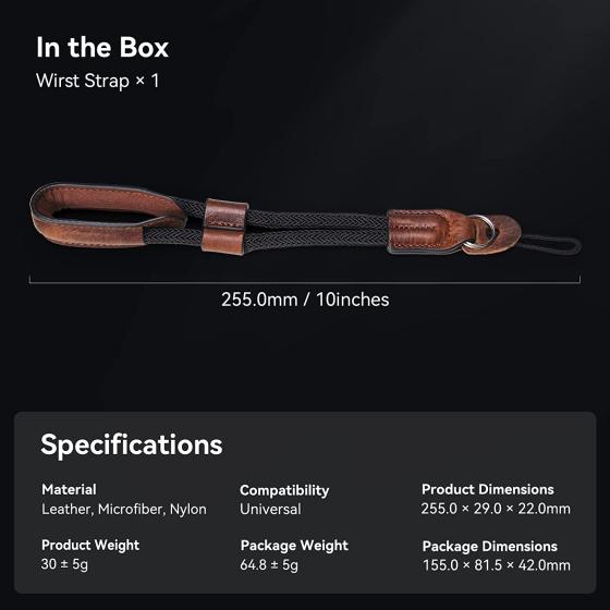 SMALLRIG Camera Wrist Strap, Vintage Leather Camera Hand Strap for DSLR SLR Mirrorless, Adjustable Safety Strap for Fujifilm X-T5 and Other Compact Cameras, Brown - 3926