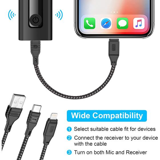 GRTPRTS Wireless Lavalier Microphone for iPhone/Android Phones/DSLR Camera/Laptop/MacBook/GoPro/Camcorder, Professional Lapel Mic for Video Recording/Vlogging/YouTube/Podcast/LiveStream