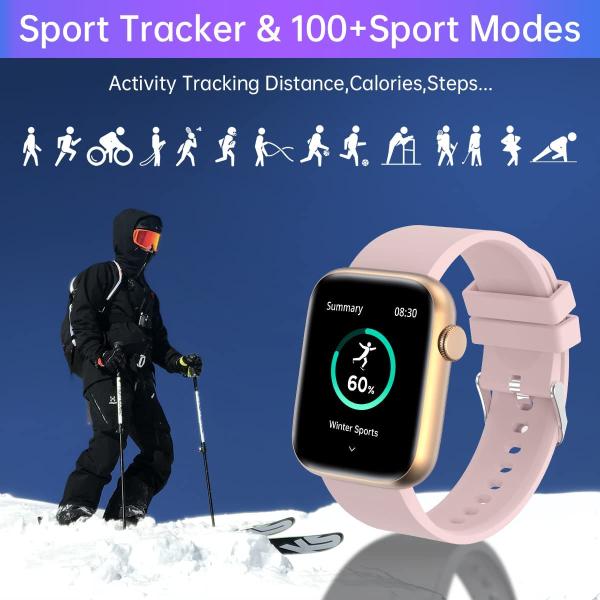Smart Watch, 1.9" Full Touch Screen Smart Watch for Android & iOS Phones with Heart Rate & Blood Oxygen Monitor, 123 Sport Modes，Voice Assistant, Fitness Smart Watch for Women Men