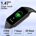 Smart Watch for Men Women - Oximeter (SpO2) Calorie Pedometer, Sleep and Heart Rate Monitor, 24 Sports Modes 1.47 Inch HD Screen, iP68 Waterproof, Fitness Tracker Compatible with Android and iOS Phone