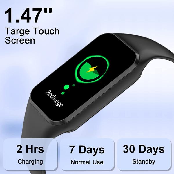 Smart Watch for Men Women - Oximeter (SpO2) Calorie Pedometer, Sleep and Heart Rate Monitor, 24 Sports Modes 1.47 Inch HD Screen, iP68 Waterproof, Fitness Tracker Compatible with Android and iOS Phone