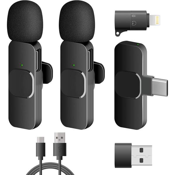 ABSGEEGA Wireless USB Lavalier Lapel Microphone for iPhone&amp; iPad&amp; Android Phones Professional Video Recording Lav Mic for YouTube Interview Vlog Livestream &amp; Podcast(NO APP or Bluetooth Needed)