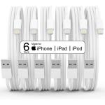 6Pack(3/3/6/6/6/10 FT)[Apple MFi Certified] iPhone Charger Long Lightning Cable Fast Charging High Speed Data Sync USB Cable Compatible iPhone 14/13/12/11 Pro Max/XS MAX/XR/XS/X/8/7/Plus iPad AirPods
