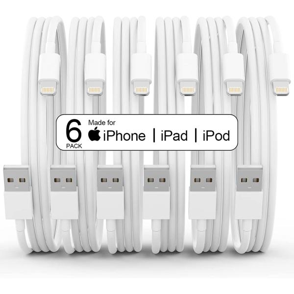 6Pack(3/3/6/6/6/10 FT)[Apple MFi Certified] iPhone Charger Long Lightning Cable Fast Charging High Speed Data Sync USB Cable Compatible iPhone 14/13/12/11 Pro Max/XS MAX/XR/XS/X/8/7/Plus iPad AirPods