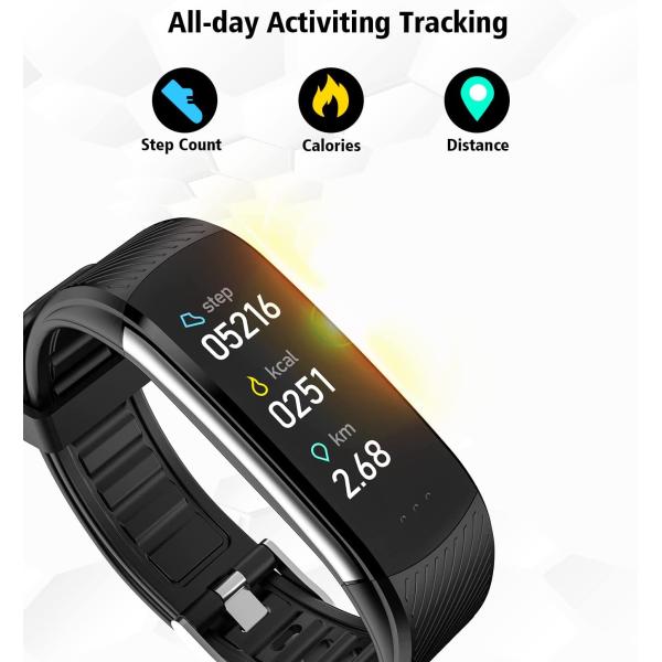 Smart Watch Fitness Tracker with Heart Rate Blood Pressure Blood Oxygen Body Temperature Monitor Sleep Tracking Step Calorie Counter Pedometer IP67 Waterproof for Android Phones iPhones Women Men Kids