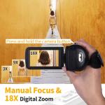 MURAUX Video Camera 4K Camcorder 56MP Vlogging Camera for YouTube with WiFi, Microphone Dual Color Light Remote Control 18X Digital Zoom, Lens Hood, 32GB SD Card and 2 Batteries