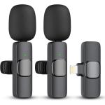 Kopdkes 2 Pack Wireless Lavalier Microphone for iPhone iPad， Lapel Mics Plug-Play 2.4G Ultra-Low Delay Built-in Noise Reduction Chip 8H Working Time for Video Recording Interview Podcast Vlog YouTube