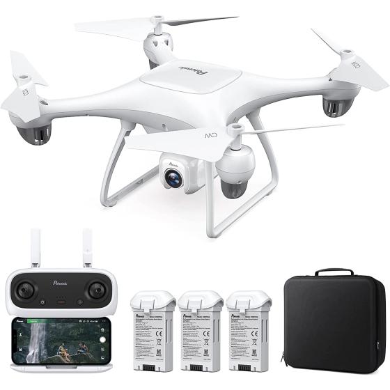 Potensic 4K Drone with Camera for Adults [Sony 12MP UHD Lens] GPS Stable Hovering for Beginners， 5G WiFi Transmission， FPV Aerial Photography， Less Than 250g， 3 Batteries， Backpack -Dreamer Mini White