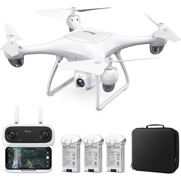 Potensic 4K Drone with Camera for Adults [Sony 12MP UHD Lens] GPS Stable Hovering for Beginners， 5G WiFi Transmission， FPV Aerial Photography， Less Than 250g， 3 Batteries， Backpack -Dreamer Mini White