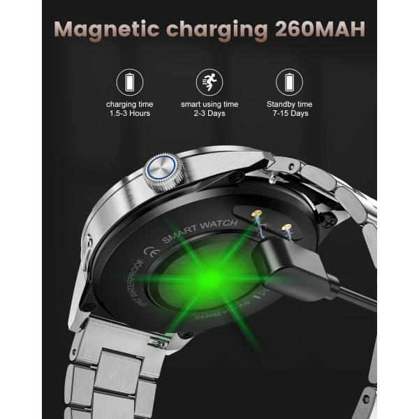 LIGE Smart Watch with Bluetooth Voice Calls, 1.32"HD Fitness Tracker with Voice Speaker/Heart Rate/Sleep Monitor,IP67 Waterproof Stainless Steel Sport Fitness Watch Compatible with Android iOS Silver