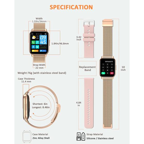 Smart Watch with Call Answer/Dial, 1.82' 46mm Big Face Smartwatch for Android & iPhones Compatible, Fitness Step Tracker w/Heart Rate, Sleep Monitor, Sp02, 23 Sports Mode Watches Gifts for Women Men