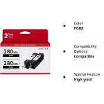 PGI-280 XXL Compatible Ink Cartridge Replacement for Canon 280 pgbk XXL High Yield Use to PIXMA TR7520 TR8520 TS6120 TS6220 TS8120 TS8220 TS9120 TS9520 TS9521C Printer (2 Large PGBK)