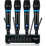ZERFUN 4-Channel UHF Wireless Microphone System Rechargeable, Metal Handheld Wireless Microphones Cordless Mics Professional with Echo Bluetooth Volume Control for Karaoke Singing Church