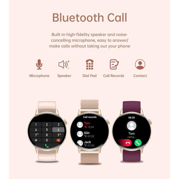 Iaret Smart Watch for Women (Answer/Make Call), Fitness Tracker for Android and iOS Phones Waterproof Smartwatch with 1.32" HD Full Touch Screen AI Voice Control Heart Rate Sleep Monitor Pedometer
