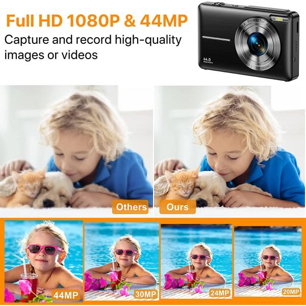 Digital Camera, FHD 1080P Digital Camera for Kids Video Camera with 32GB SD Card 16X Digital Zoom, Compact Point and Shoot Camera Portable Small Camera for Teens Students Boys Girls Seniors(Black)