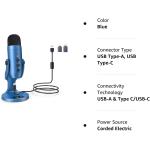 ZealSound USB Microphone,Condenser Gaming Mic for Phone/Laptop/PC/PS4/5/Computer,Microphone with Gain Knob,LED Mute,Monitor Volume Adjustment,Stand Base for Streaming, Podcast, Studio Recording (Blue)