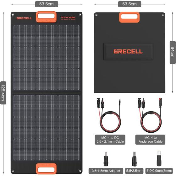 GRECELL 100W Portable Solar Panel for Power Station Generator, 20V Foldable Solar Cell Solar Charger with MC-4 High-Efficiency Battery Charger for Outdoor Camping Van RV Trip