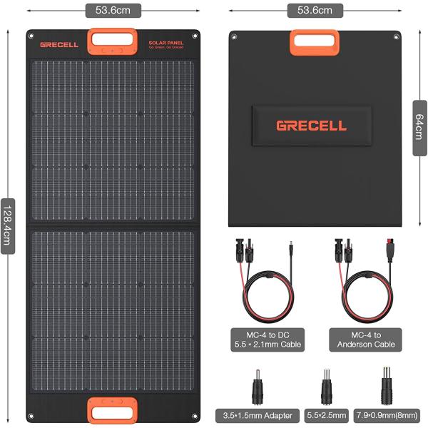 GRECELL 100W Portable Solar Panel for Power Station Generator, 20V Foldable Solar Cell Solar Charger with MC-4 High-Efficiency Battery Charger for Outdoor Camping Van RV Trip