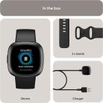 Fitbit Versa 4 Fitness Smartwatch with Daily Readiness, GPS, 24/7 Heart Rate, 40+ Exercise Modes, Sleep Tracking and more, Black/Graphite, One Size (S & L Bands Included)