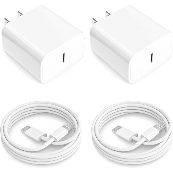 [Apple MFi Certified] iPhone 14 13 12 11 Fast Charger, 2Pack 20W PD Type C Wall Charger Block with 6FT USB-C to Lightning Cables Compatible with iPhone 14/13/ 12/11/ XS/XR/X/ 8 Plus/iPad,White