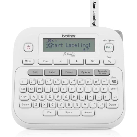 Brother P-Touch PTD220 Home/Office Everyday Label Maker | Prints TZe Label Tapes up to ~1/2 inch, White