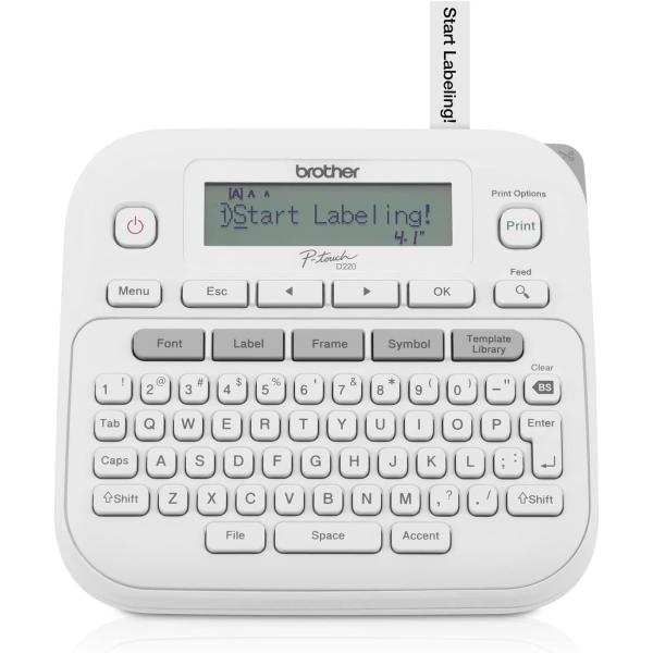 Brother P-Touch PTD220 Home/Office Everyday Label Maker | Prints TZe Label Tapes up to ~1/2 inch, White