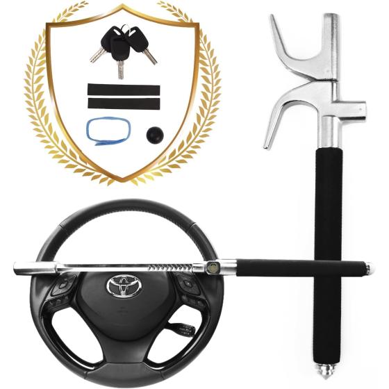 OPSOOPI Steering Wheel Lock, Anti Theft Car Device, Car Club Universal Car Lock with Car Safety Hammer, Car Security Products (Black)