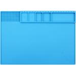 VOTCT Large Silicone Repair Mat Heat Resistant 932℉, Soldering Mat Has Magnetic Area and Multiple Parts Storage Areas For Repair Watch, Phone Other Electronic Product. Light Blue, Size: 17 x 12 Inch
