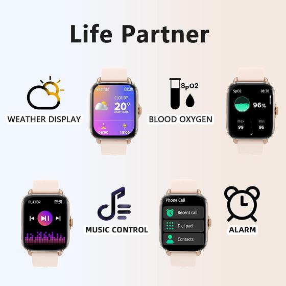 DXPICR Smart Watch(Call Receive/Dial), Full Touch Screen SmartWatch for Android and iOS Phones Compatible Fitness Tracker Step Counter for Men Women
