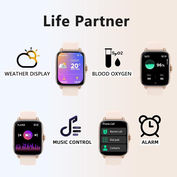 DXPICR Smart Watch(Call Receive/Dial), Full Touch Screen SmartWatch for Android and iOS Phones Compatible Fitness Tracker Step Counter for Men Women