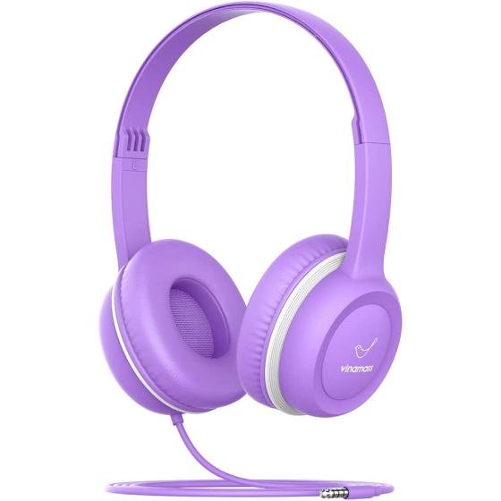 vinamass Kids Headphones, Ear Headphones for Kids, Wired Headphones with Safe Volume Limiter 85dB, Adjustable and Flexible for Kids, Boys, Girls,Suit for School Classroom Students Teens Children