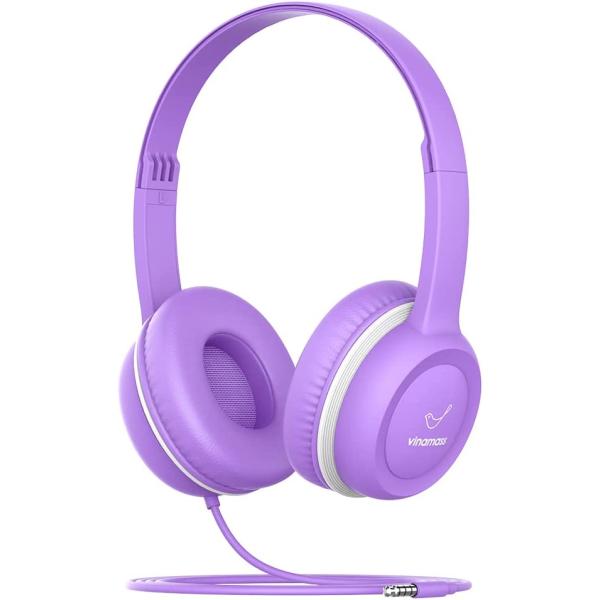 vinamass Kids Headphones, Ear Headphones for Kids, Wired Headphones with Safe Volume Limiter 85dB, Adjustable and Flexible for Kids, Boys, Girls,Suit for School Classroom Students Teens Children