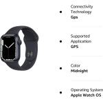 Apple Watch Series 7 (GPS, 41mm) Midnight Aluminum Case with Midnight Sport Band, Regular